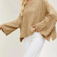 Autumn Winter Women Cable Knit Sweater Oversized Loose Pullover Long Sleeve Chunky Jumper Casual Warm Female Tops Clothing Natalia Home Fashion    Natalia Home Fashion