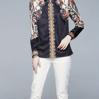 Elegant office and casual ladies shirts Fashion printed Women Blouses Long sleeve Tops