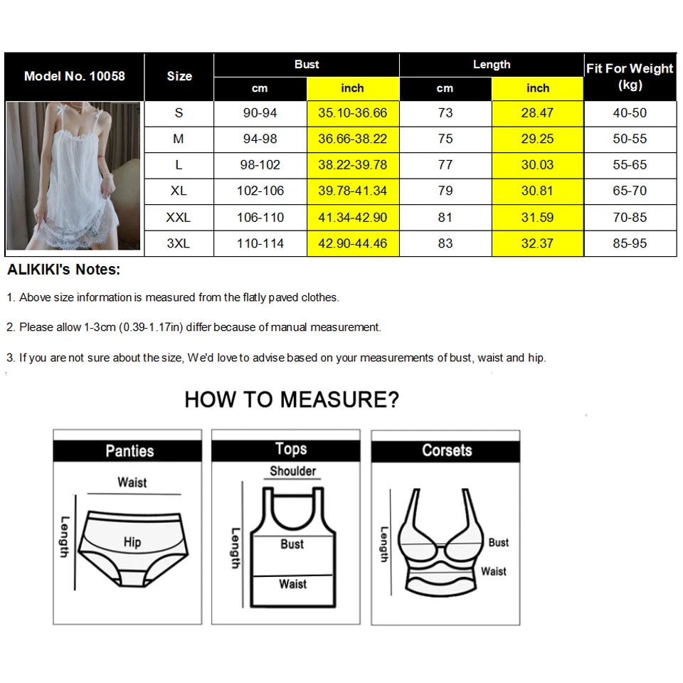 Lingerie Lace Baby doll Chemise Nightgown Nighty Mesh Sleepwear Slip Nightdress For Women