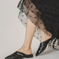Hollow Woven Pointed Cool Slippers Women's Summer Thick Heel Outer Wear Bag Head Half Slippers Women Sandals