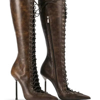 High Quality Lace up Cool Boots Sexy Nightclub Slim High Heel Show Shoes Zipper Boots - Natalia Home Fashion