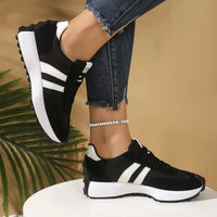 Retro Platform Women's Sneakers Summer Casual Patchwork Leather Sneakers Women's Outdoor Casual Comfort Shoes