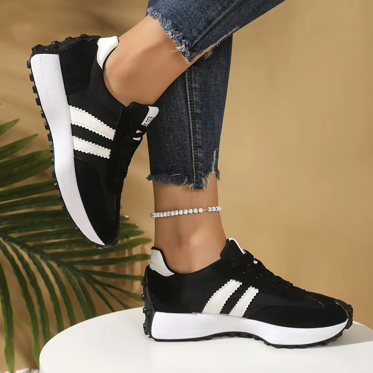 Retro Platform Women's Sneakers Summer Casual Patchwork Leather Sneakers Women's Outdoor Casual Comfort Shoes