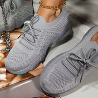 Outdoor Breathable Mesh Shoes Women Lightweight Shock-absorbing Sports Shoes Solid Color Plus Size Women Vulcanized Shoes