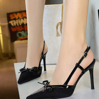 Bow Slim Heels High-End Women's Without Being Tired From Behind The Feet And Tripping Women's Singles Shoes