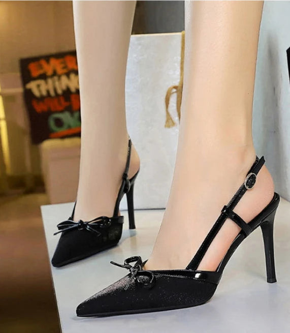 Bow Slim Heels High-End Women's Without Being Tired From Behind The Feet And Tripping Women's Singles Shoes
