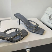 Women Shoes Modern Slippers Metal Rivet Designer Summer Party Shoes Women Mules Slides