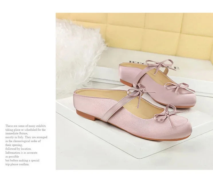 Ladies Slippers Bowknot Silks Satins Women Shoes Round Head Women Sandals Summer Shoes Women Slippers