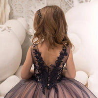 2024 Black Lace Flower Girl Dresses For Party Elegant Sleeveless Tulle V Neck Girls Pageant Princess Birthday Dress Natalia Home Fashion    Natalia Home Fashion