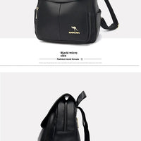Soft Leather Dual-Shoulder Bag Student Backpack Travel Versatile Women's Bag