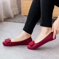 Jelly Flat Shoes Lady Waterproof Bow Tie Flats Cute Sweet Shoes Women Fashion Comfortable Soft