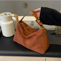Retro Bag for Women's Textured Frosted Shoulder Bag with Large Capacity Crossbody Commuting Tote Bag