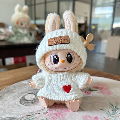 Doll clothes for Labubu Outfit 17cm Dolls Sitting Accessories Glasses Clothing Designer Kids Gift Sweater Hat Bag Set
