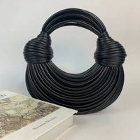 Fashionable Hand-Knitted Noodle Bag Women's Shoulder Bag Urban Minimalist Style Dumpling Bag Versatile Knot Design PU Material