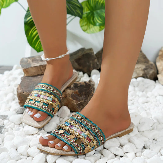 Women's Sandals Summer Flat-bottomed Retro Toe Ladies Sandals Natalia Home Fashion    Natalia Home Fashion
