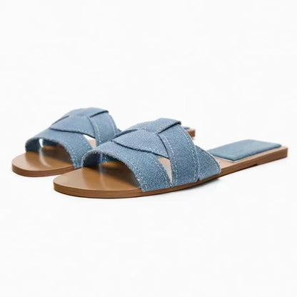 Women's Square Toe Slippers Cross Flat Sandals Simple and Stylish Flat Heel Sandals Slippers Natalia Home Fashion    Natalia Home Fashion