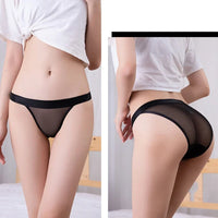 Women Sexy Mesh Transparent Panties Gauze Lace Lingerie Female Soft Solid Color Briefs Underpants Lingerie