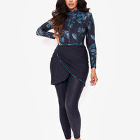 Muslim Swimwear Women Modest Patchwork Hijab Long Sleeves Sport Swimsuit 3pcs Islamic Burkinis Wear Bathing Suit