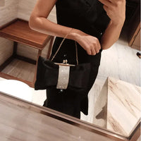 Bow women Cutch bag Luxury Party Satin Diamond Ladies Evening Bag lady Clutches small Chain messenger bags female wallet black