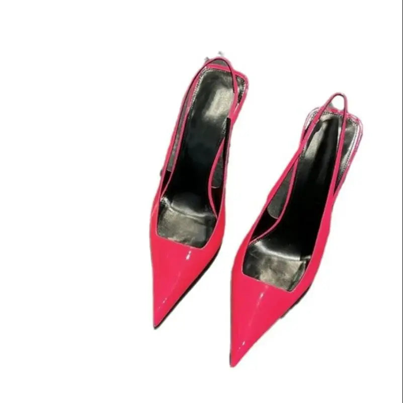 Women Neon Colors Pumps Sling back Sandals High Thin Heel Peep Toe Fetish Prom Shoes Streetwear