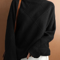 Turtleneck Sweater Diamond Solid Color Warm Pullover Loose Lazy Wind Knitted Bottoming Shirt Pullovers Tops Jumper