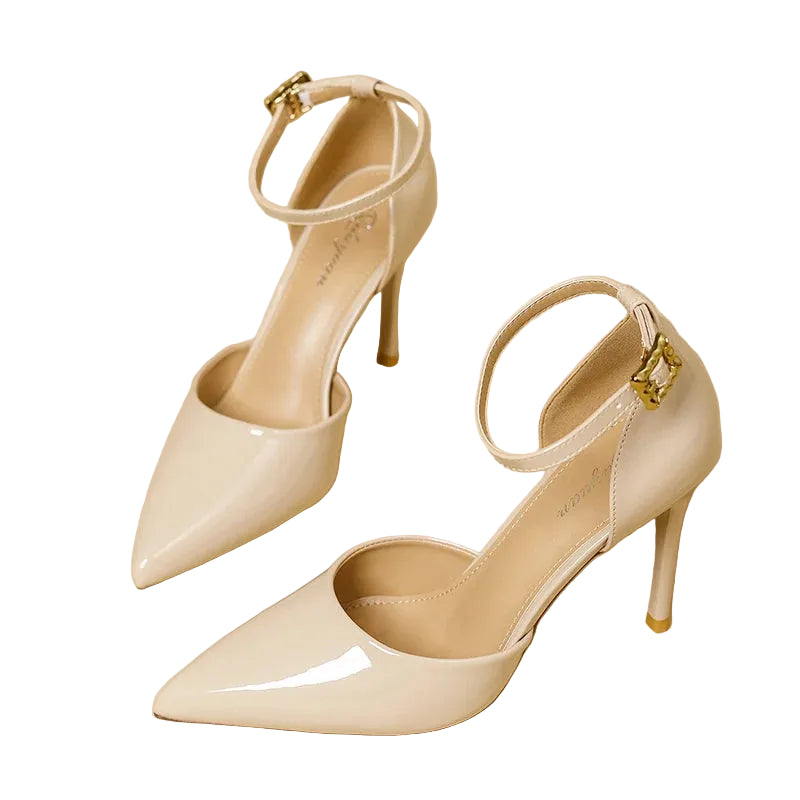 Pointy Toe Elegant Women Shoes Stilettos Office Sandals For Ladies Cover Heel Ankle Strap Sandals