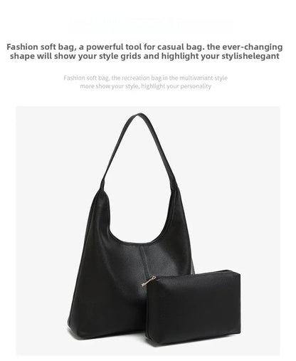 Retro Solid Color Large Capacity Women's Shoulder Bag Fashionable Versatile Niche Tote Bag Underarm Single Shoulder - Natalia Home Fashion