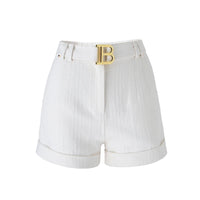 Texture Washed Denim Shorts for Women with Belt Casual Style Quality Jeans Trousers shorts