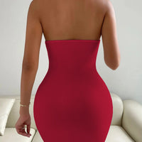 Women's sexy backless stand up collar sleeveless hip hugging dress
