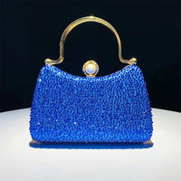 Glitter Shiny Diamonds Evening Bag Metal Handle Square Bag Fashion Women Handbag Wedding Party Clutch Purse Female