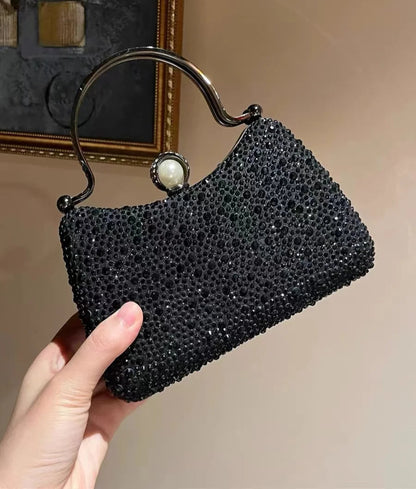Glitter Shiny Diamonds Evening Bag Metal Handle Square Bag Fashion Women Handbag Wedding Party Clutch Purse Female
