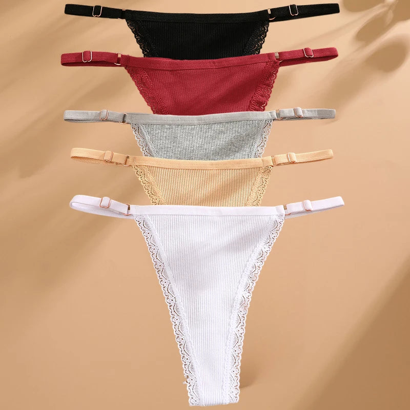 Sexy G-string Panties Cotton Women's Underwear  Adjustable Waist Girl Female Panties Bikini Lady Thongs Lingerie
