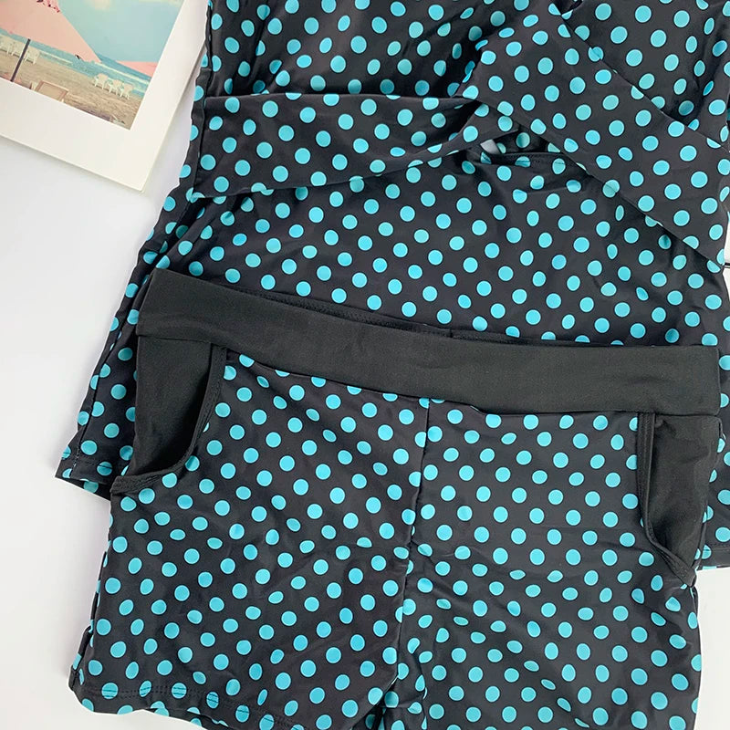 Women Dots Tankini Plus Size Swimwear Push Up Two Piece Swimsuit with Shorts High Waist Bathing Suit 2XL Polka Print Beachwear