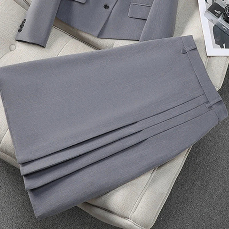 Fashion Office Half Skirt Set for Women Slim Fit Long Sleeved Single Row Two Button Half Skirt Two Piece Set