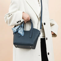 Pure Leather Cowhide Single Shoulder Crossbody Bag Ladies Handbag Fashion Bucket Bag Simple Basket Comes with Scarf