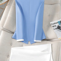Elegant Blazer for Women Office Fashion Long Sleeve Suits Contrast Color Button Down Pant Suits