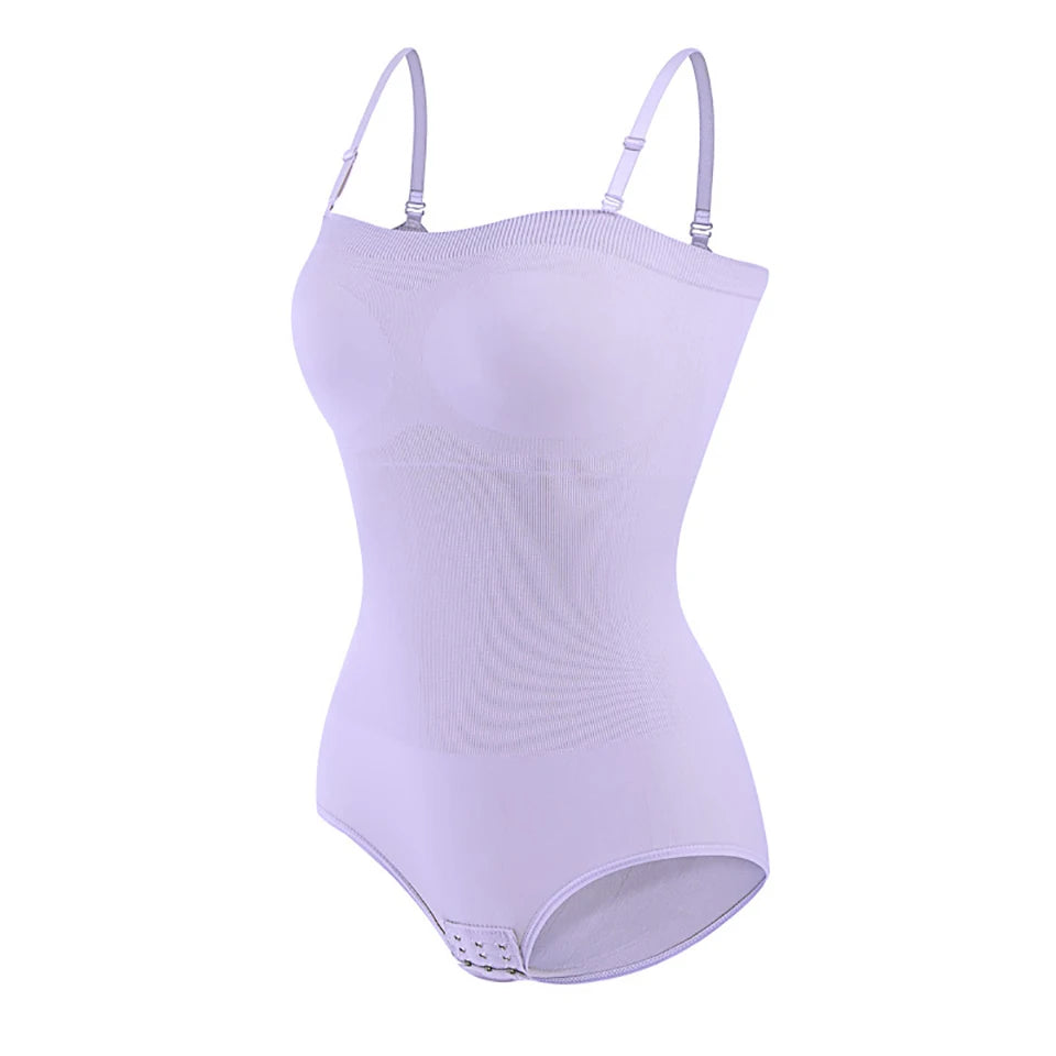 Strapless Short Bodysuit for Women Tummy Control Shapewear Seamless Sculpt Body Shaper with Removable Straps