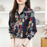 Fashion Women's Casual Shirt Tops Loose Long Sleeve Blouse