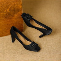 Square Toe Comfort Soft Office Shoes Daily Outdoors Women Shoes 7CM Thick High Heels Shallow Mouth Fashion Party Shoes