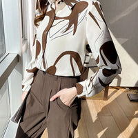 Print Shirts & Blouses for Women Fine Elegant Fashion Chic Chiffon Woman Top