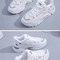 Women's Casual Breathable Leather Sneakers Versatile Flat Heel Shock Absorption Comfortable and Fashionable Shoes
