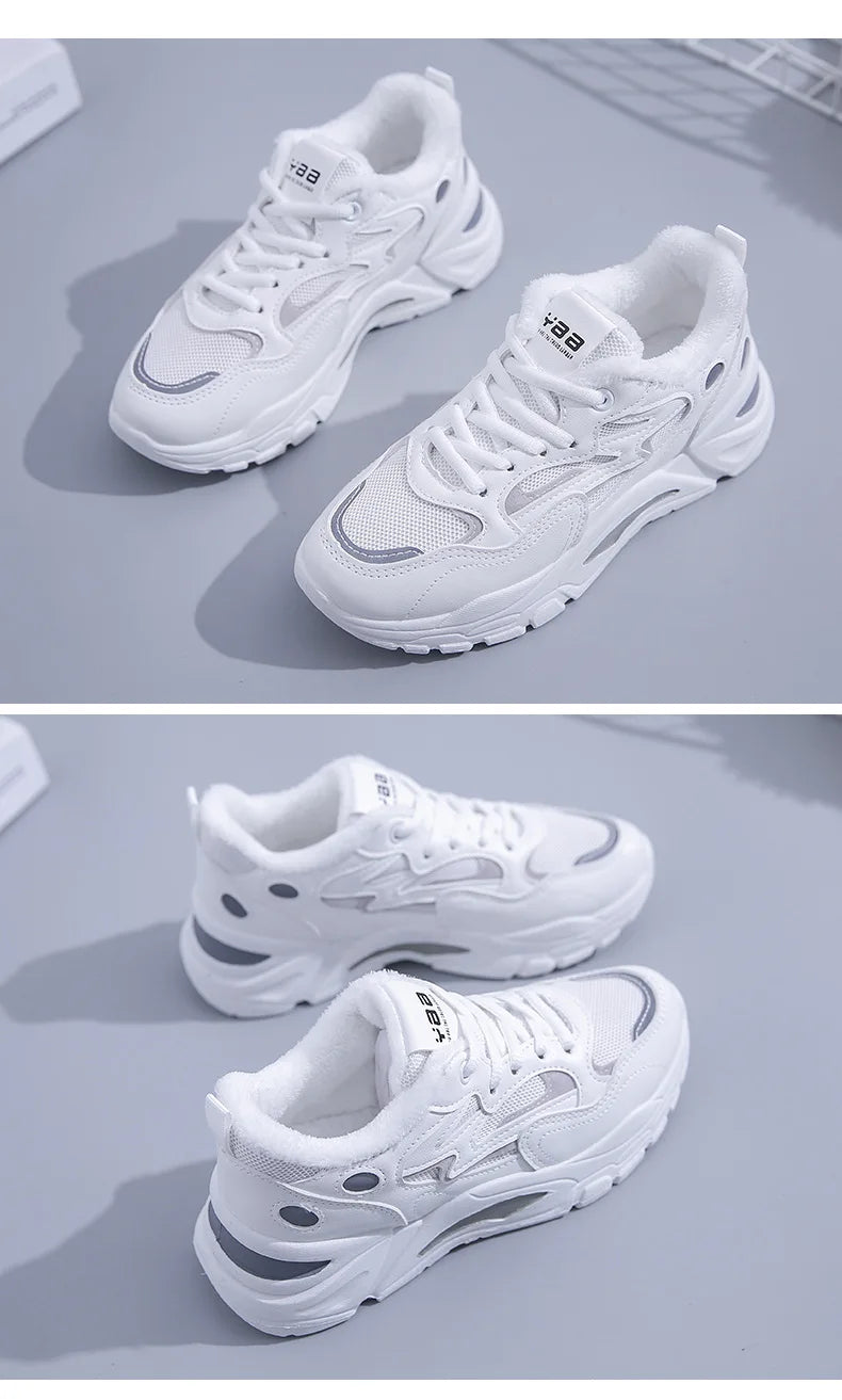 Women's Casual Breathable Leather Sneakers Versatile Flat Heel Shock Absorption Comfortable and Fashionable Shoes