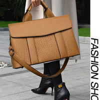 Large Capacity Ladies Handbag Fashion Woven Pattern Shoulder Bag Vintage Style Polyester Lining Soft PU Leather Material Commuter Bag
