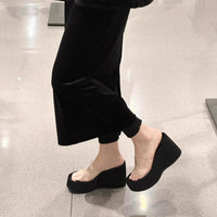 Thick Heel Platform Sandals Women's Summer Casual round Head PVC Material Beach Slippers Transparent Strap Casual Slip-On Shoes