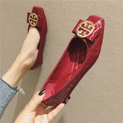 Women's Flats Shallow Work Shoes Soft Sole Non Slip Women Casual Shoes Patent Leather Breathable Women Shoes Summer