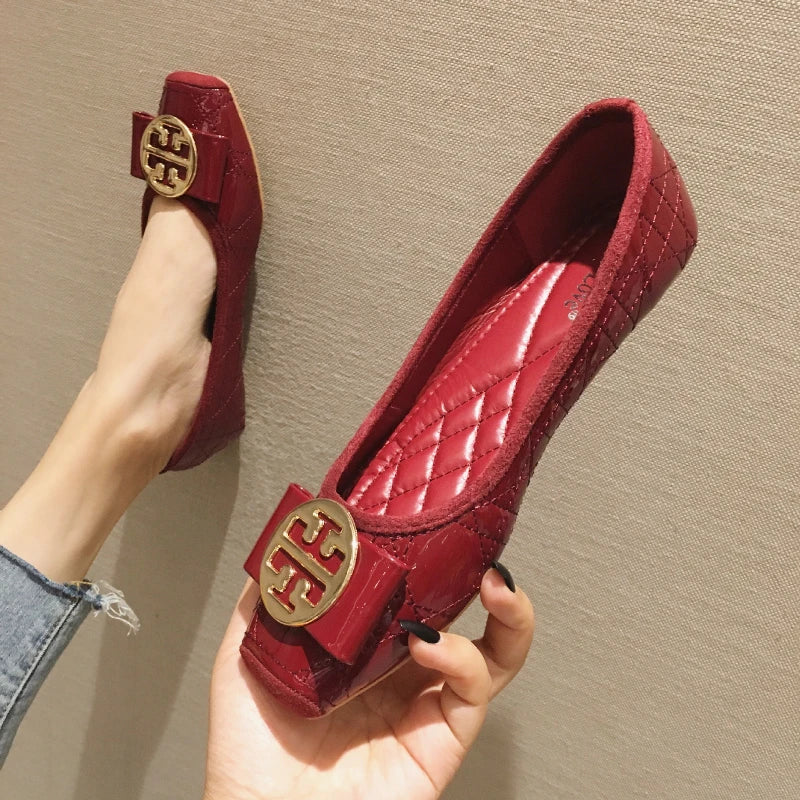 Women's Flats Shallow Work Shoes Soft Sole Non Slip Women Casual Shoes Patent Leather Breathable Women Shoes Summer