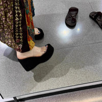 Thick Heel Platform Sandals Women's Summer Casual round Head PVC Material Beach Slippers Transparent Strap Casual Slip-On Shoes