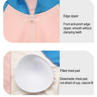 Women Long Sleeve Water Sports Outdoor Bathing Push Up Swim Wear Hooded Female Front Zipper Beach Athletic Surfing Swim Suit