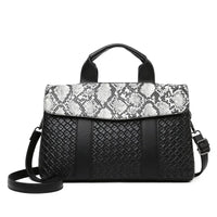Large Capacity Ladies Handbag Fashion Woven Pattern Shoulder Bag Vintage Style Polyester Lining Soft PU Leather Material Commuter Bag