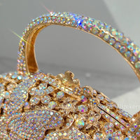 Flower Basket Crystal Evening Bags Women Luxury Designer Elegant Bling Rhinestone Metallic Clutch Purses Wedding Party